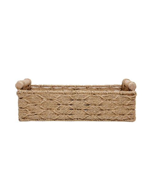 Cesta rectangular con asas de madera
