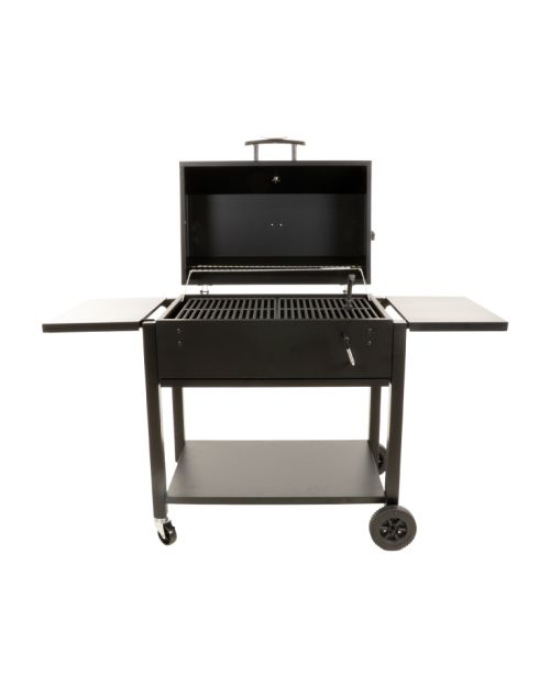 Parrilla BBQ con tapa y mesas laterales