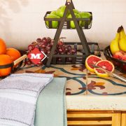 Cesta de frutas de 2 niveles con asas de madera