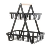Cesta de frutas de 2 niveles con asas de madera