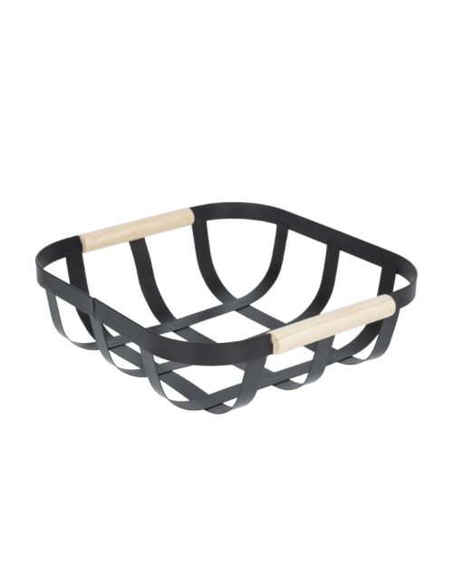 Cesta de frutas con agarradera de madera