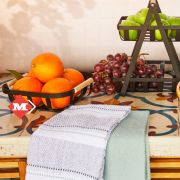 Cesta de frutas con agarradera de madera