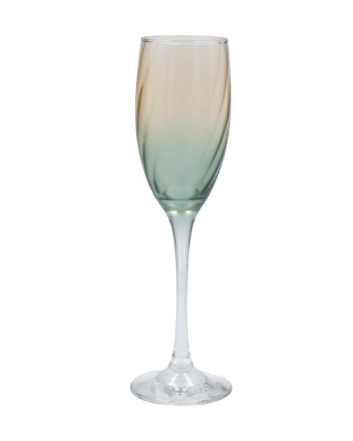 Copa de champagne dorada y verde
