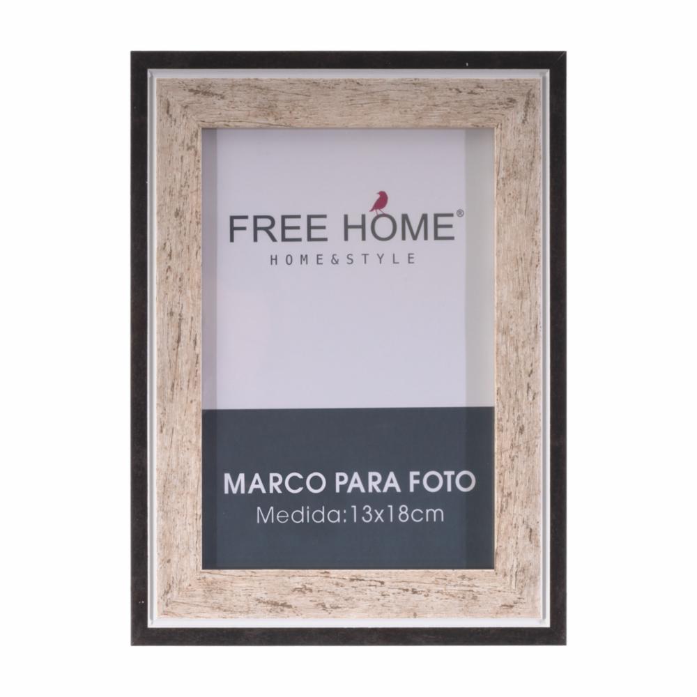 Portaretrato Doble Marco Negro Con Beige FREE HOME 5 X 7