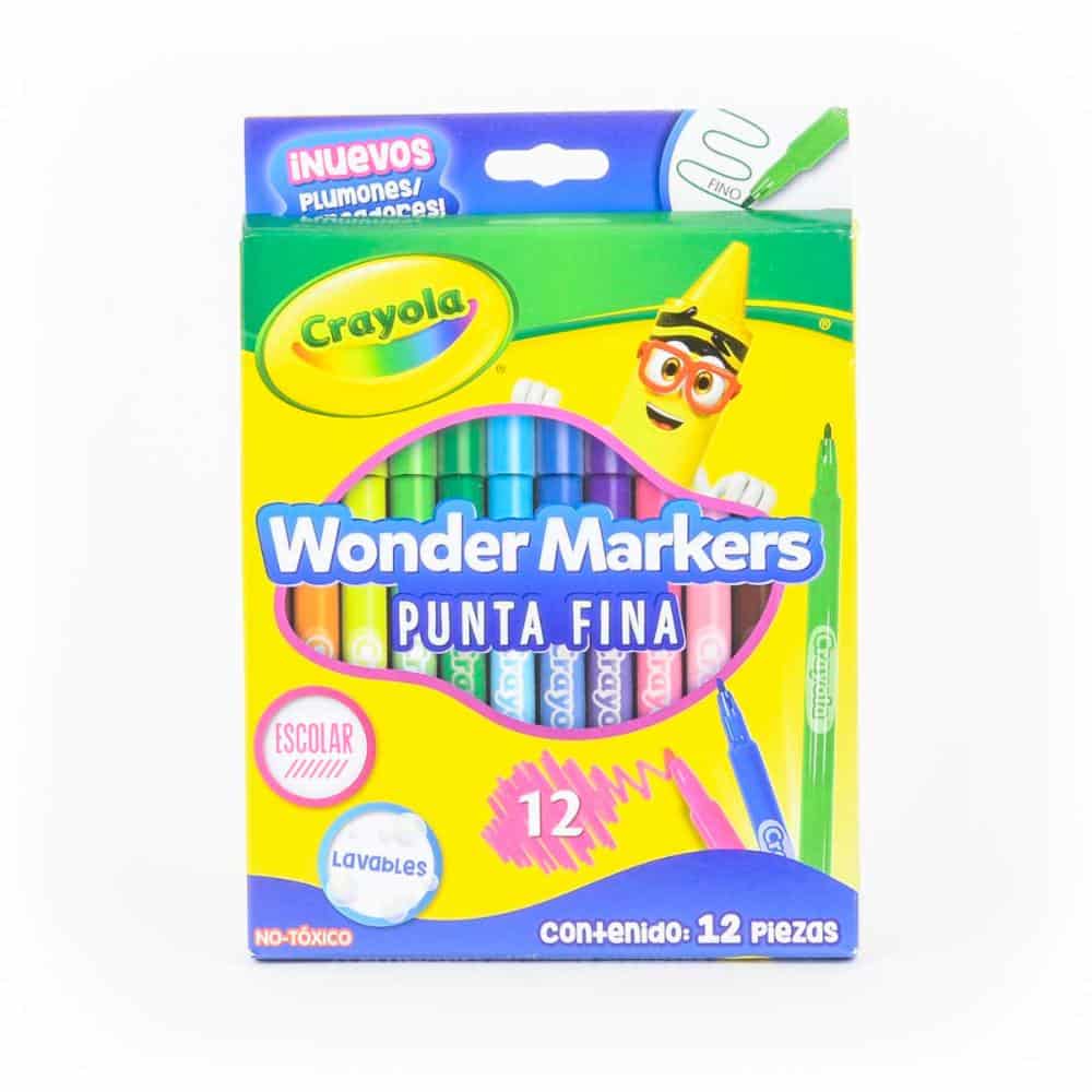 Estuche con 12 marcadores plumones de colores en forma de crayola